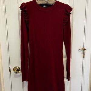 Lulu's Burgundy Ruffle Sleeve Dress